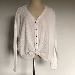 Out From Under, SP, oversized button down, sweater, waffle